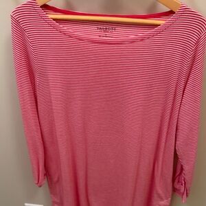 Talbots Pink and White Striped Long Sleeve Top